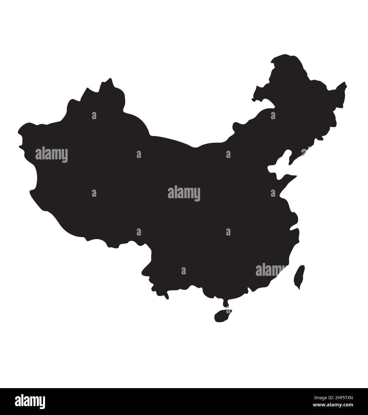 simplified map shape of PRC peoples republic of China with island of Taiwan silhouette vector isolated on white background Stock Vector