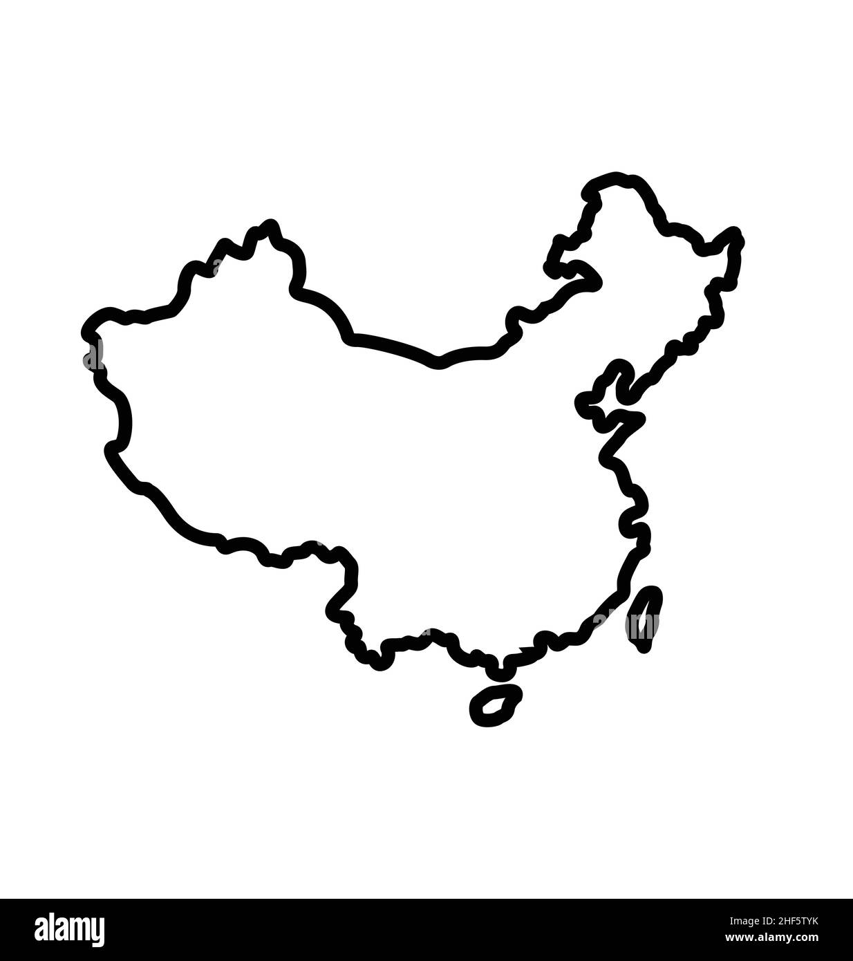 simplified map shape of PRC peoples republic of China with island of Taiwan outline silhouette vector isolated on white background Stock Vector