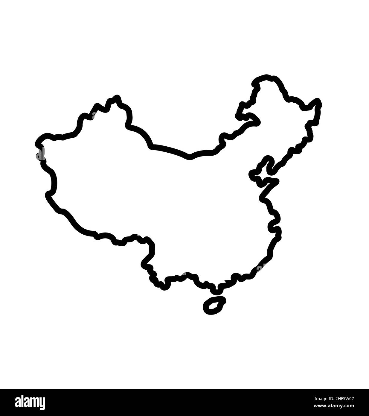 simplified map shape of PRC peoples republic of China outline silhouette vector isolated on white background Stock Vector