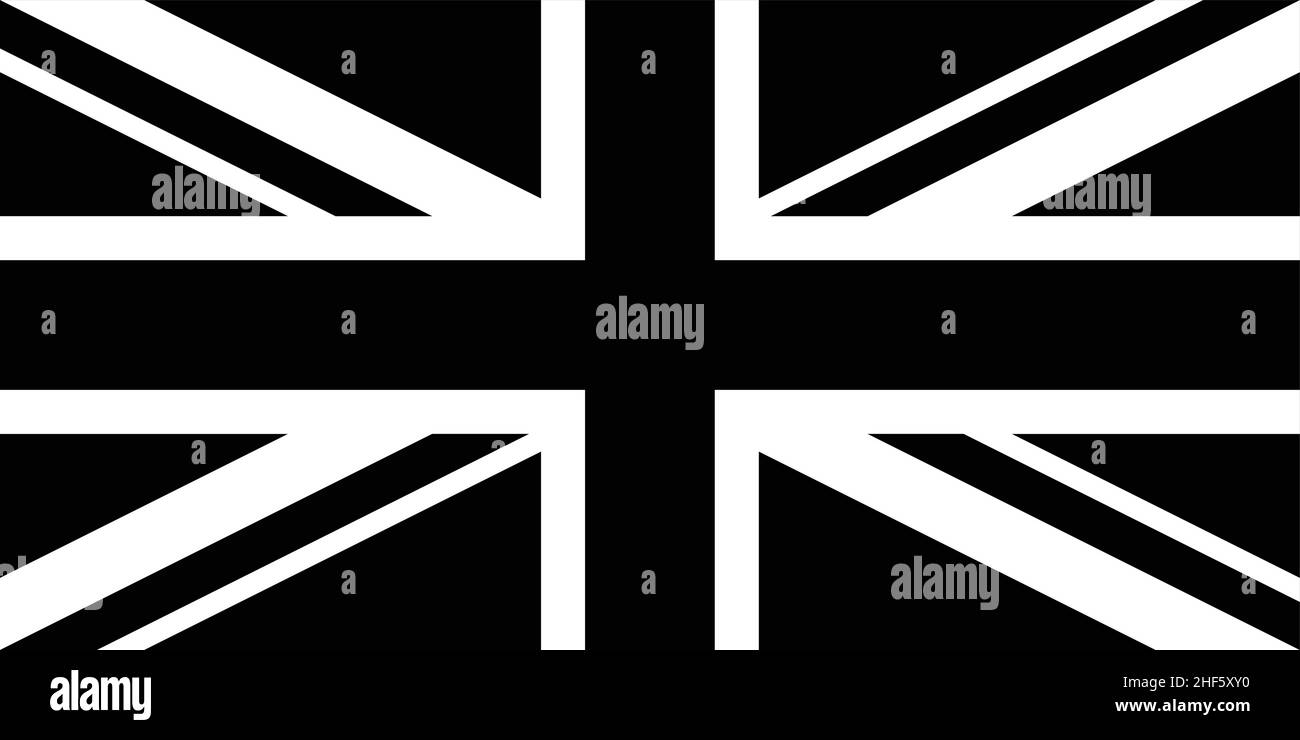accurate correct black and white union jack united kingdom flag vector