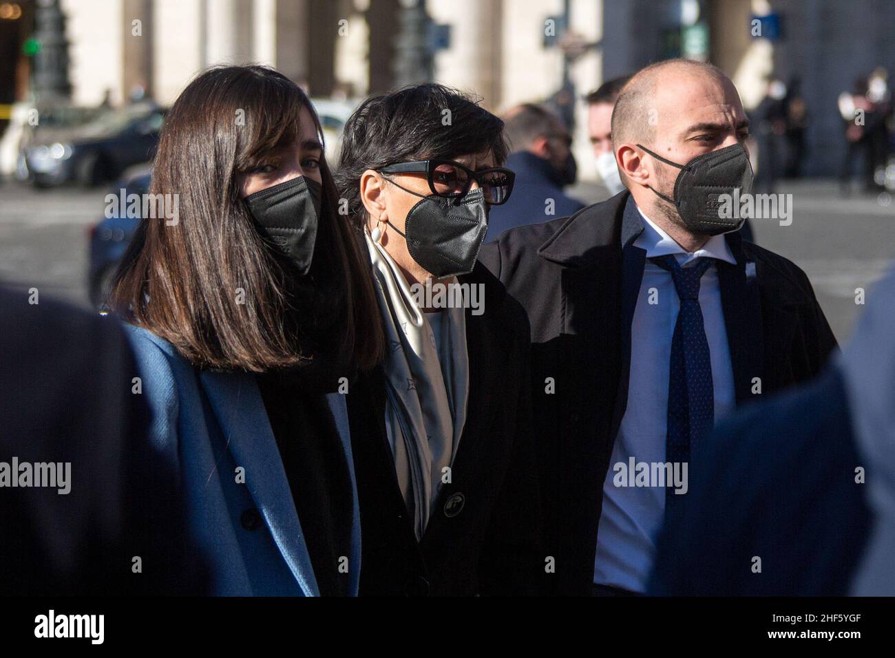 Rome, Italy. 14th Jan, 2022. Member of Sassoli's family attend the State funeral of the President Of The European Parliament, David Sassoli In the Basilica of Santa Maria degli Angeli e dei Martiri in Rome. David Sassoli died on the 11th of January 2022 at the age of 65 following a 'dysfunction of his immune system'. Credit: LSF Photo/Alamy Live News Stock Photo