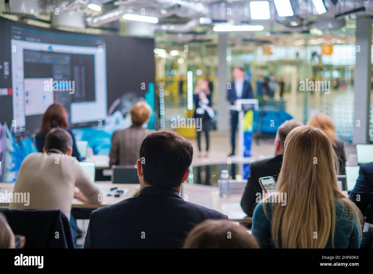 People gathering in modern hall during business forum Stock Photo - Alamy