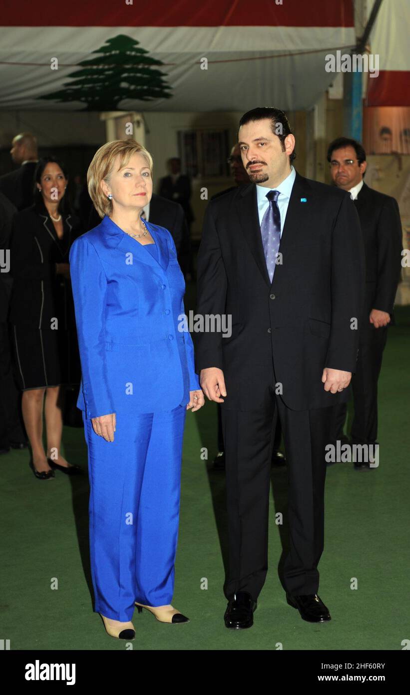 Secretary Clinton Visits Rafic Hariri Gravesite. Stock Photo