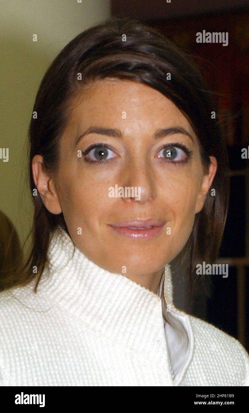 File photo dated 18/02/2002 of TV presenter Claudia Winkleman who will be celebrating her 50th birthday this weekend arriving at Christie's in London, for the Lighthouse Auction, sponsored by Ralph Lauren. Issue date: Friday January 14, 2022. Stock Photo
