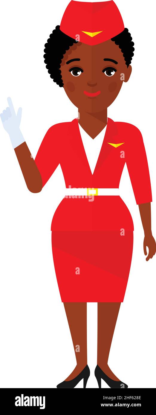 Stewardess Avatar in Flat Style Stock Vector