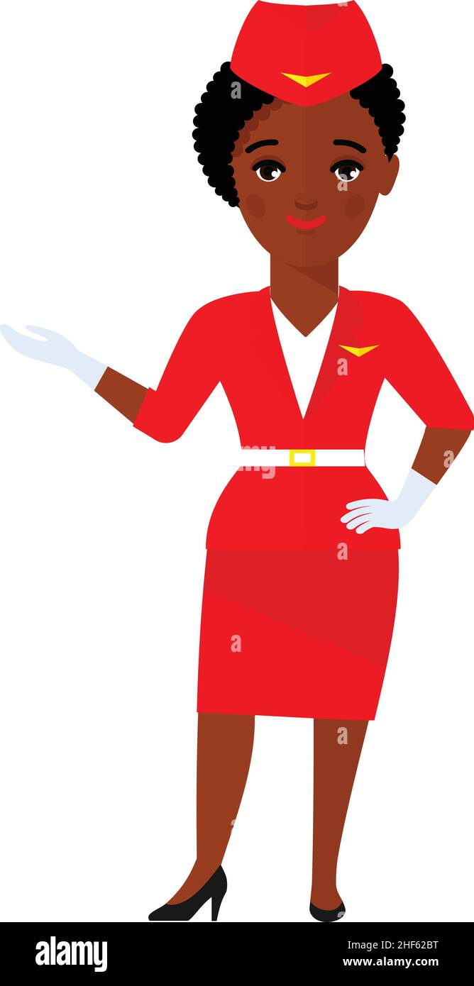 Stewardess Avatar in Flat Style Stock Vector