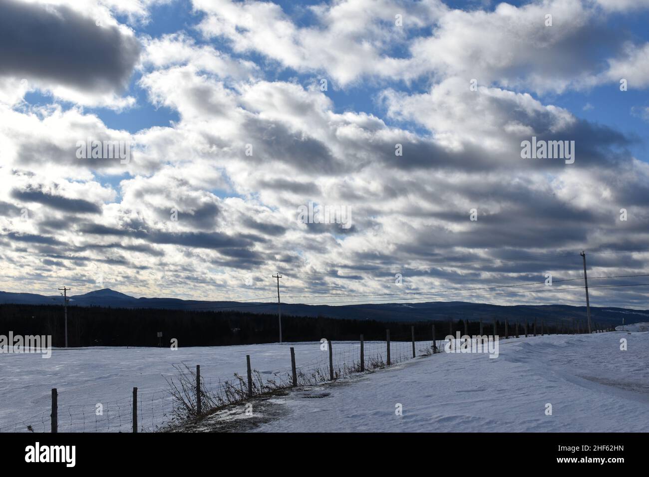 A cloudy sky on a winter day, SainteApolline, Québec, Canada Stock
