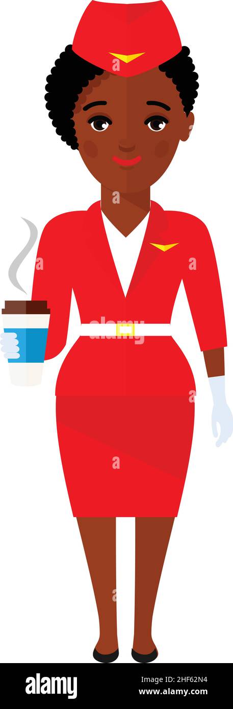 Stewardess Avatar in Flat Style Stock Vector