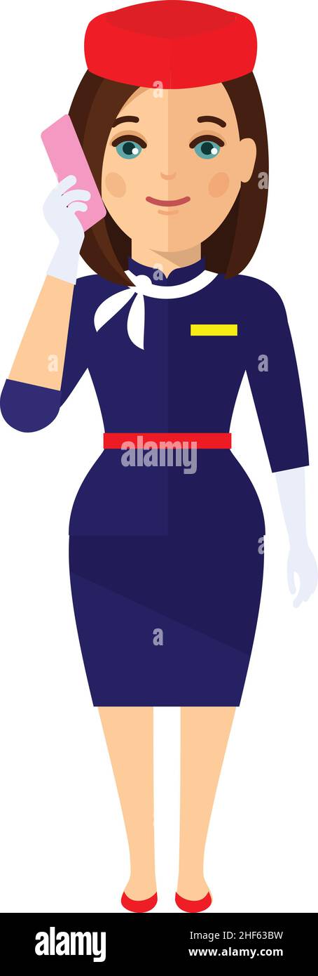 Stewardess Avatar in Flat Style Stock Vector