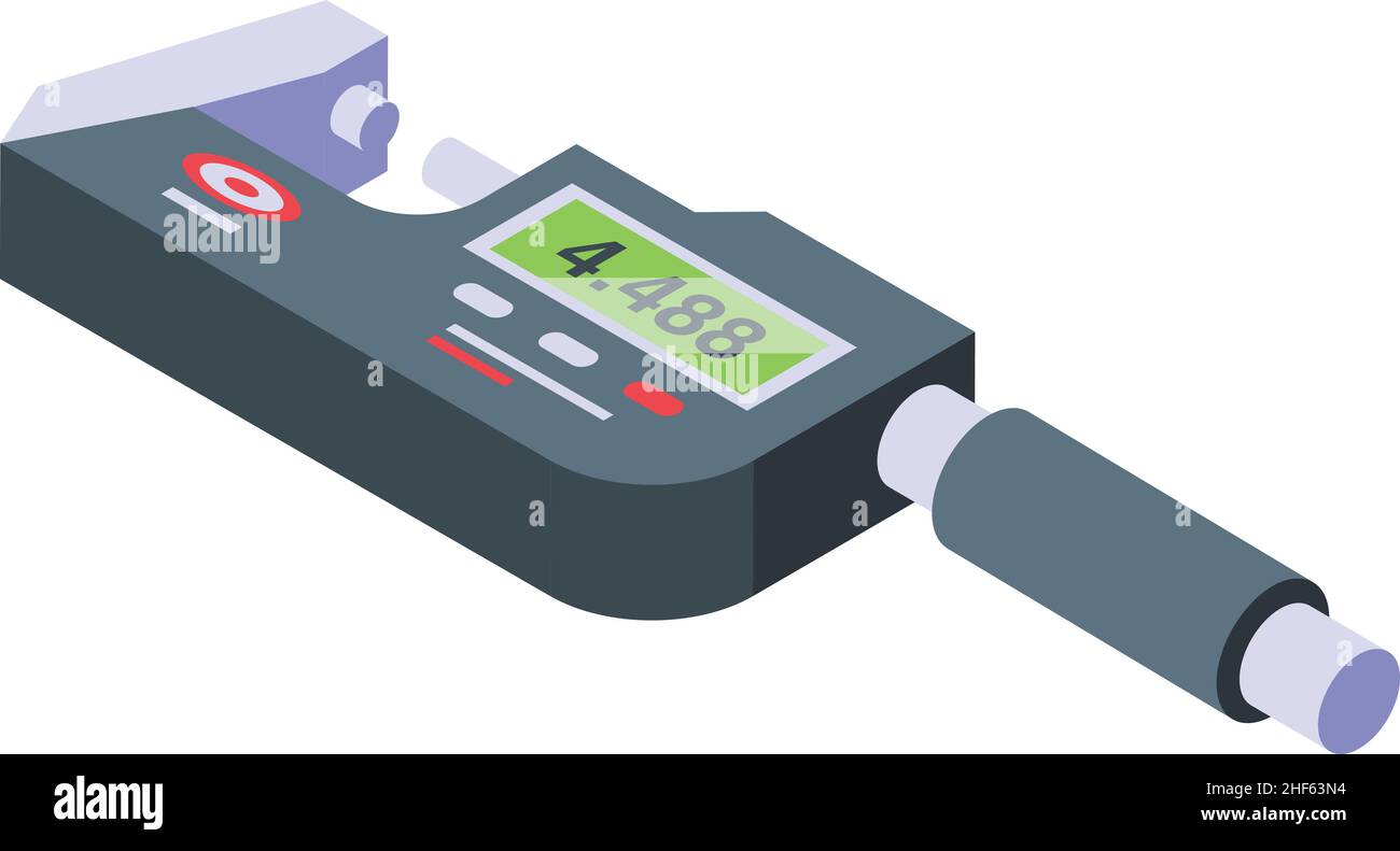 Digital micrometer tool icon isometric vector. Ruler equipment. Gauge compass Stock Vector