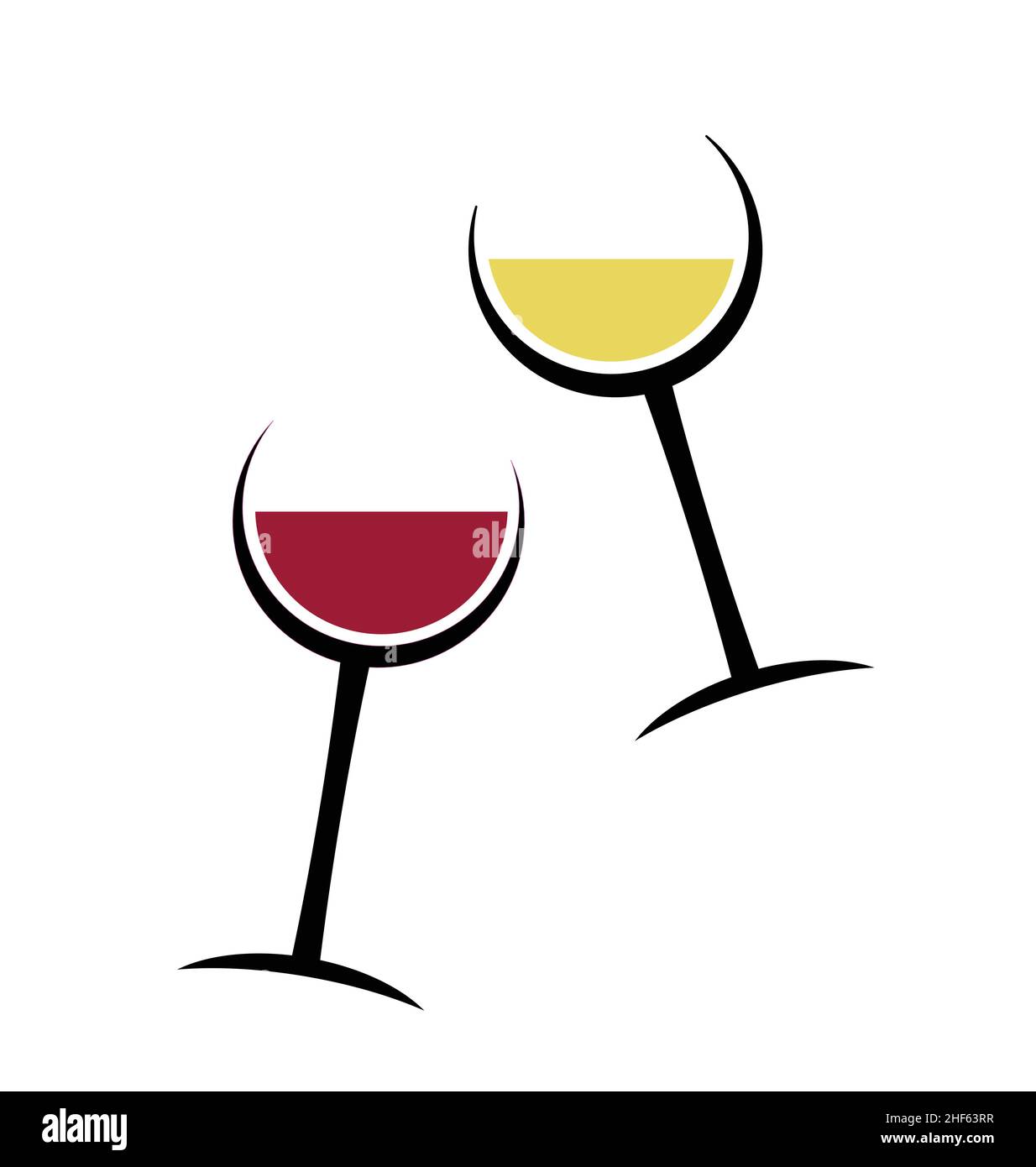 stylized simple abstract red and white wine glass glasses design