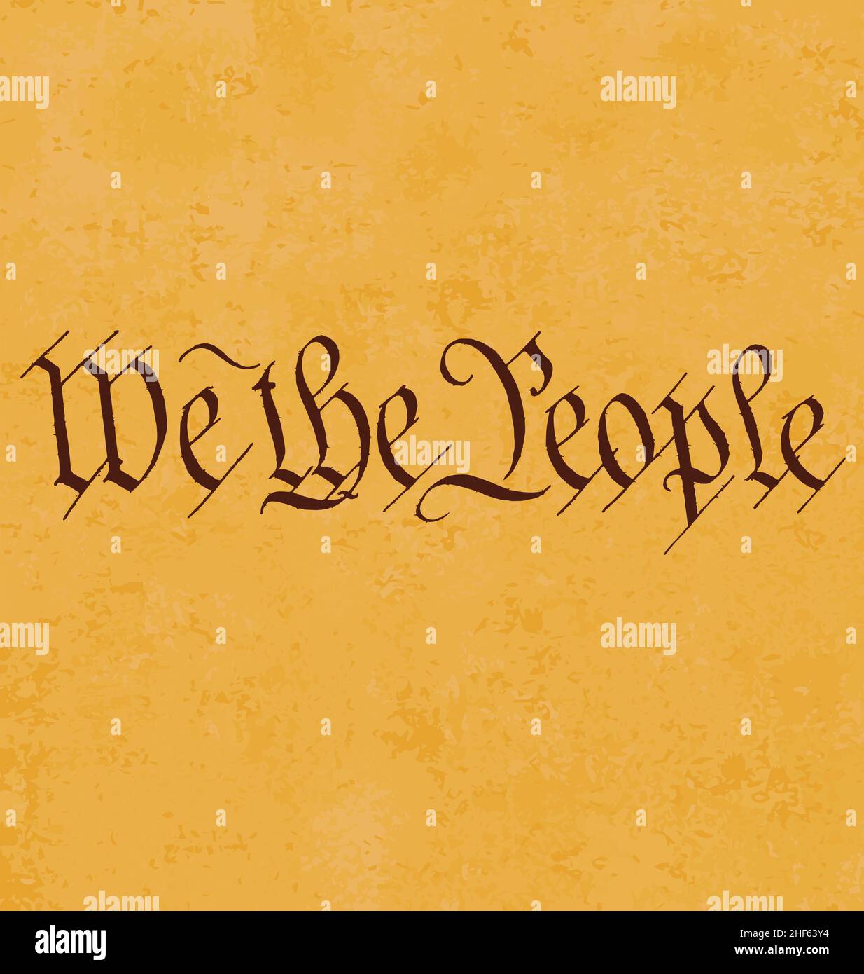 We the People text from the usa constitution vector on old yellowed paper texture background Stock Vector