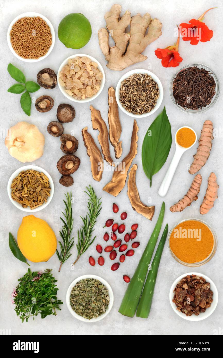 Healing health foods to boost the immune system. Vegetables, fruit with