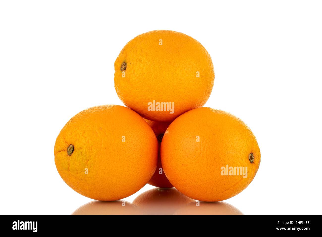 Three juicy oranges, macro, isolated on white Stock Photo Alamy