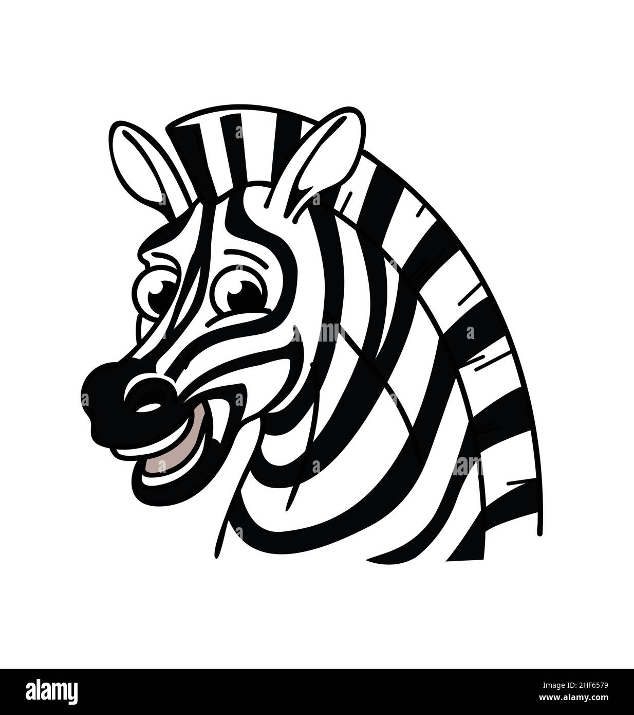 cartoon smiling happy zebra character head african animal black and white  vector isolated on white background Stock Vector Image & Art - Alamy
