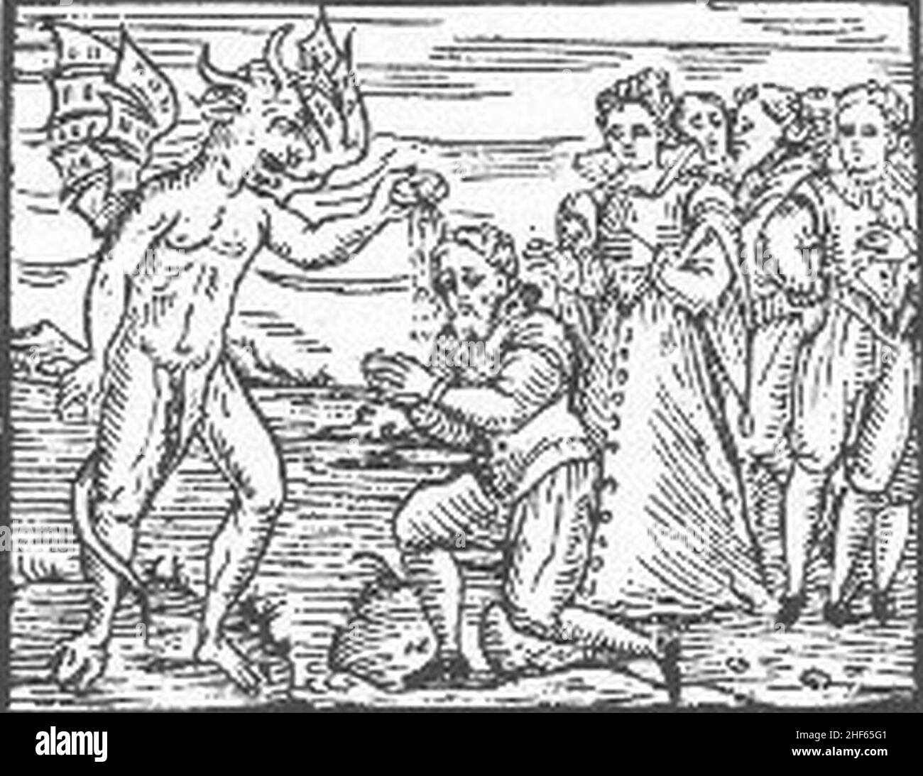 Satan Baptizing a disciple (582x800). Stock Photo
