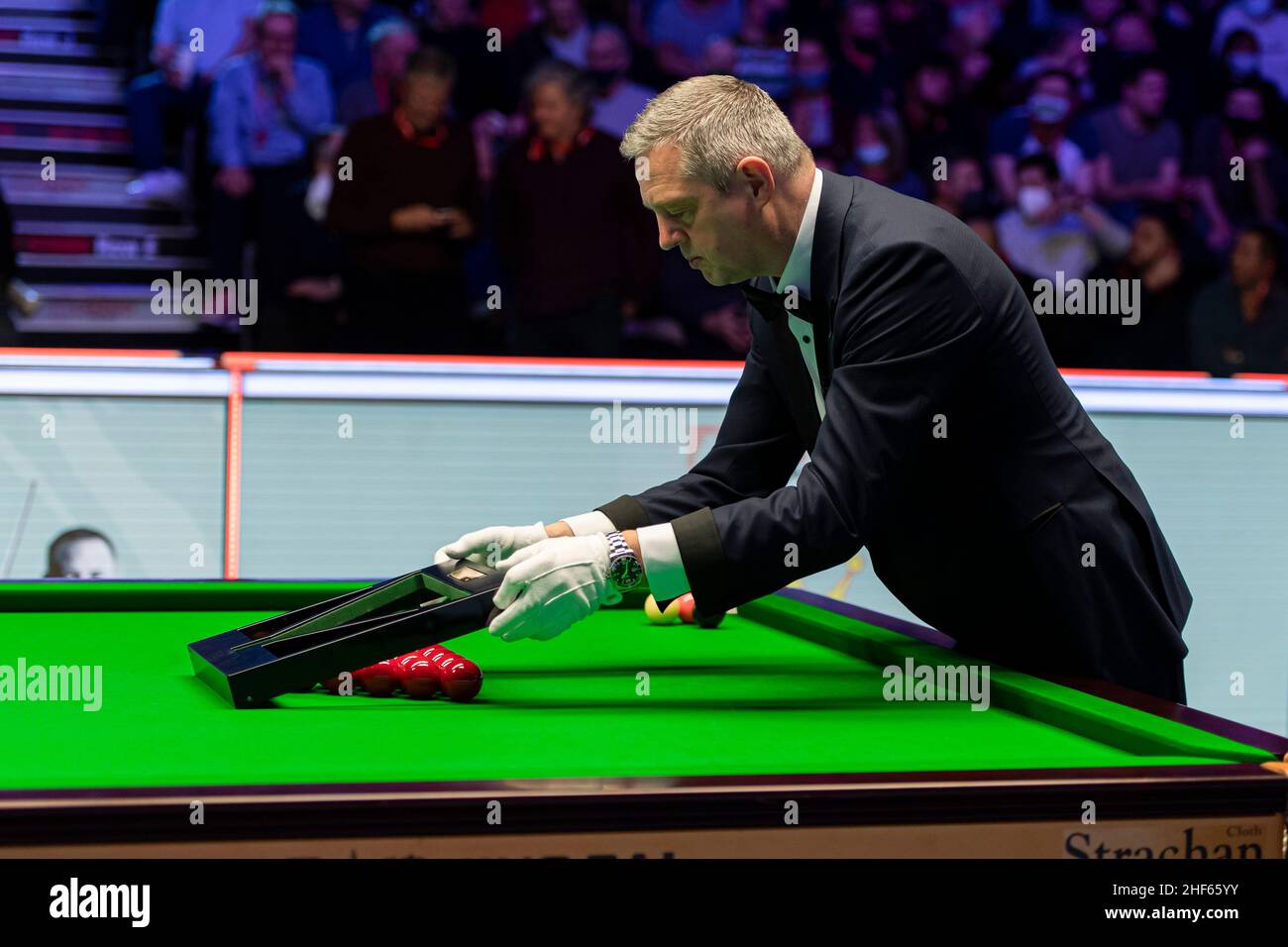 London, UK. 14th Jan, 2022. Judd Trump v Kyren Wilson on Day 6 matches during the 2022 Cazoo Master at Alexandra Palace on Friday, January 14, 2022 in LONDON ENGLAND. Credit: Taka G Wu/Alamy Live News Stock Photo