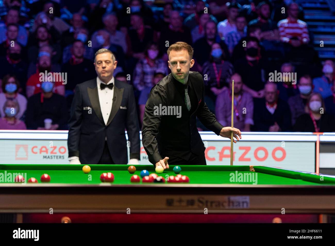 London, UK. 14th Jan, 2022. Judd Trump v Kyren Wilson on Day 6 matches during the 2022 Cazoo Master at Alexandra Palace on Friday, January 14, 2022 in LONDON ENGLAND. Credit: Taka G Wu/Alamy Live News Stock Photo