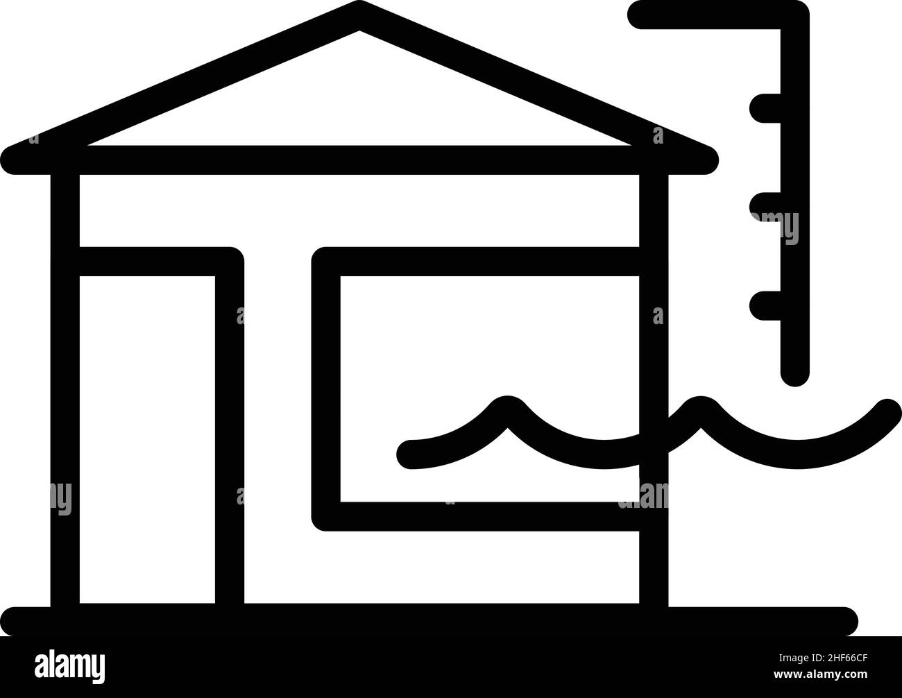 House flood icon outline vector. Sea level. Climate change Stock Vector