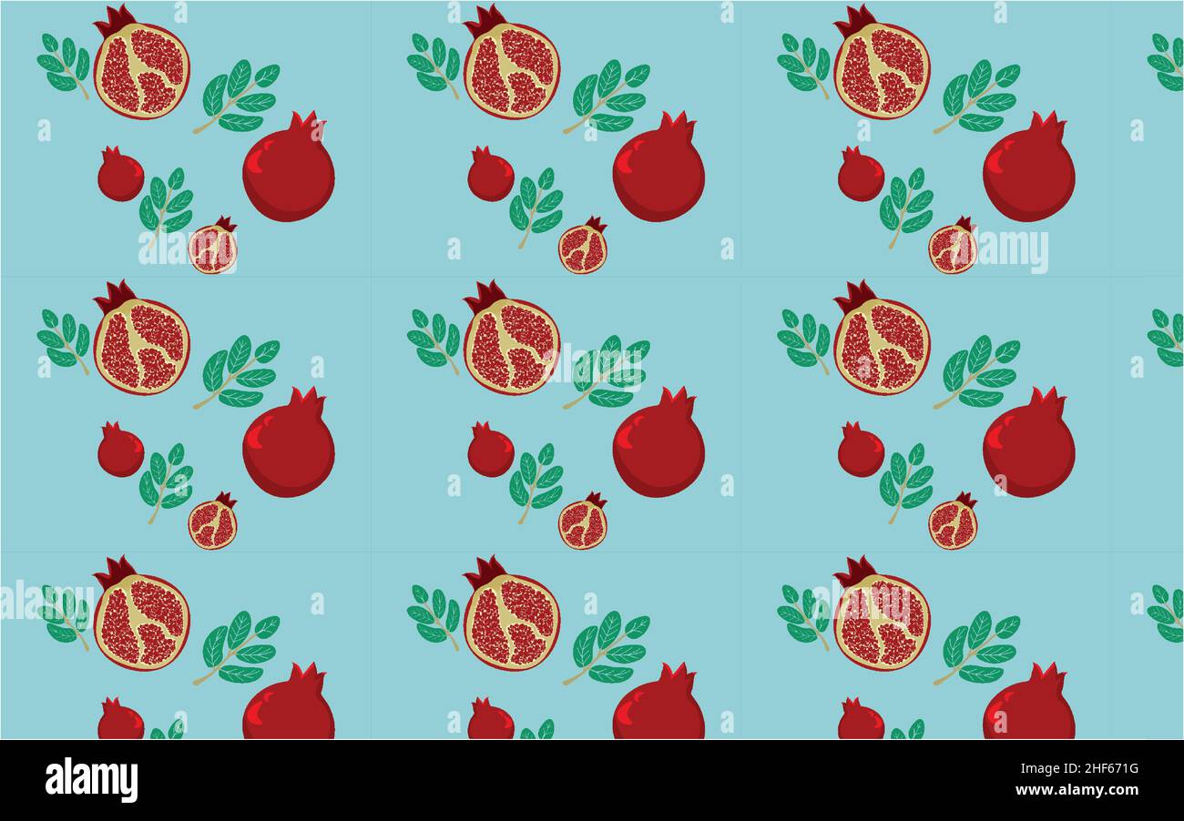 Vector seamless pattern with pomegranates. Decorative from pomegranate fruits.  Stock Vector