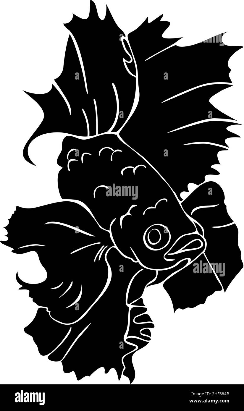 Vector illustration with silhouette of decorative fish. Isolated fish. Stock Vector