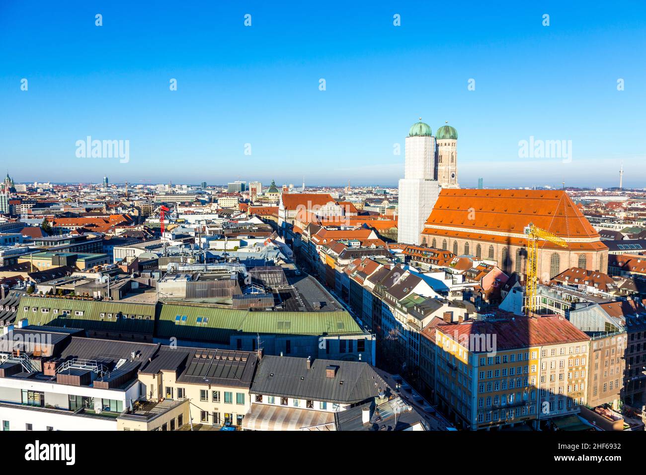 aerial of Munich with Frauenkirche in beautiful weather Stock Photo - Alamy