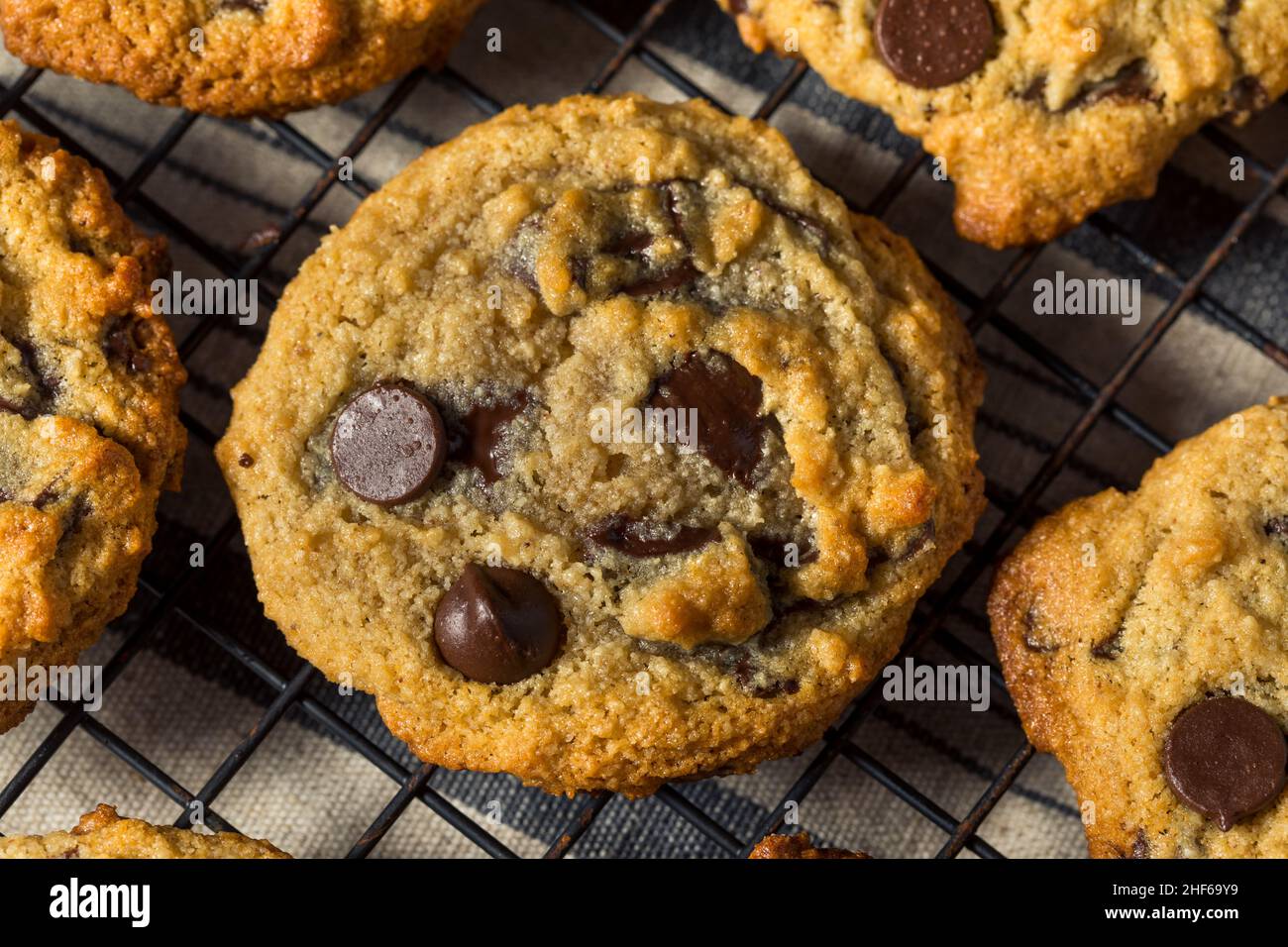 Homemade Tahini Chocolate Chip Cookies with Sea Salt Stock Photo Alamy