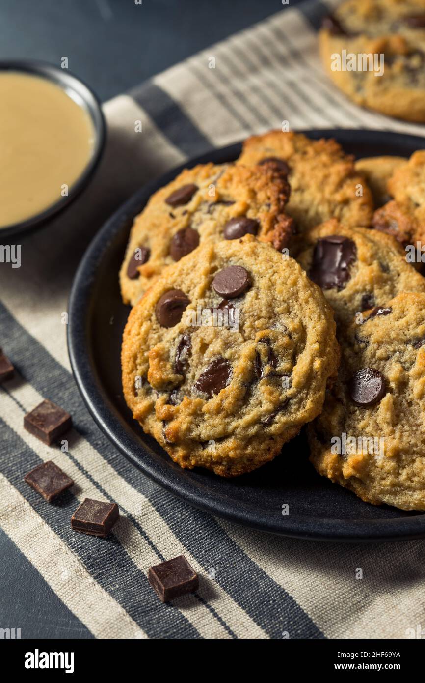 Homemade Tahini Chocolate Chip Cookies with Sea Salt Stock Photo Alamy