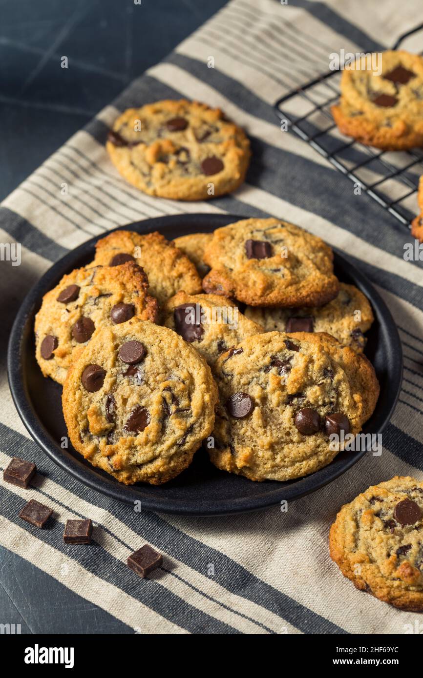 Homemade Tahini Chocolate Chip Cookies with Sea Salt Stock Photo Alamy