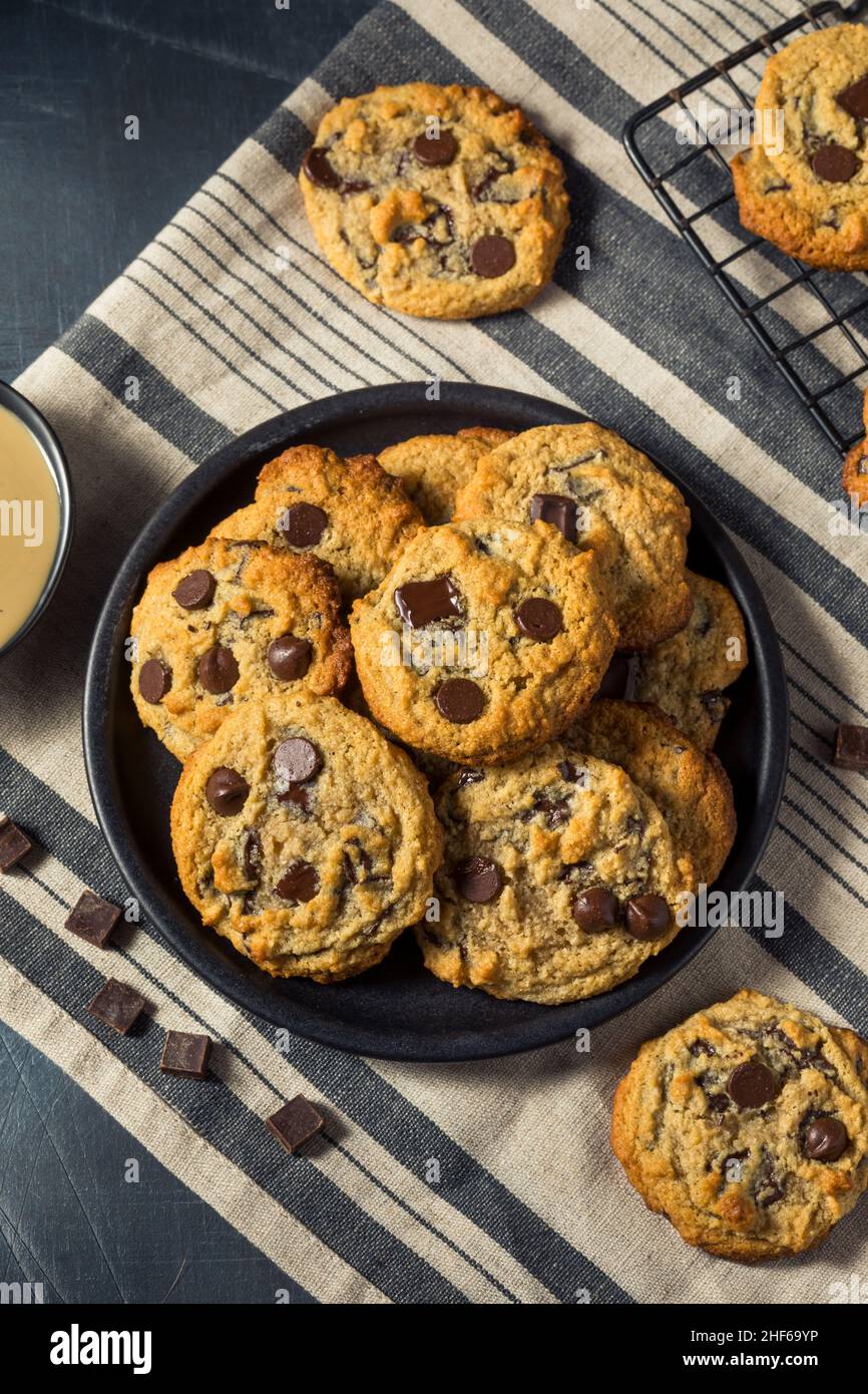 Homemade Tahini Chocolate Chip Cookies with Sea Salt Stock Photo Alamy