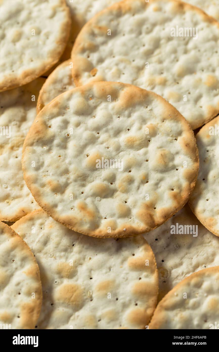 Healthy Round Table Water Crackers with Salt Stock Photo Alamy