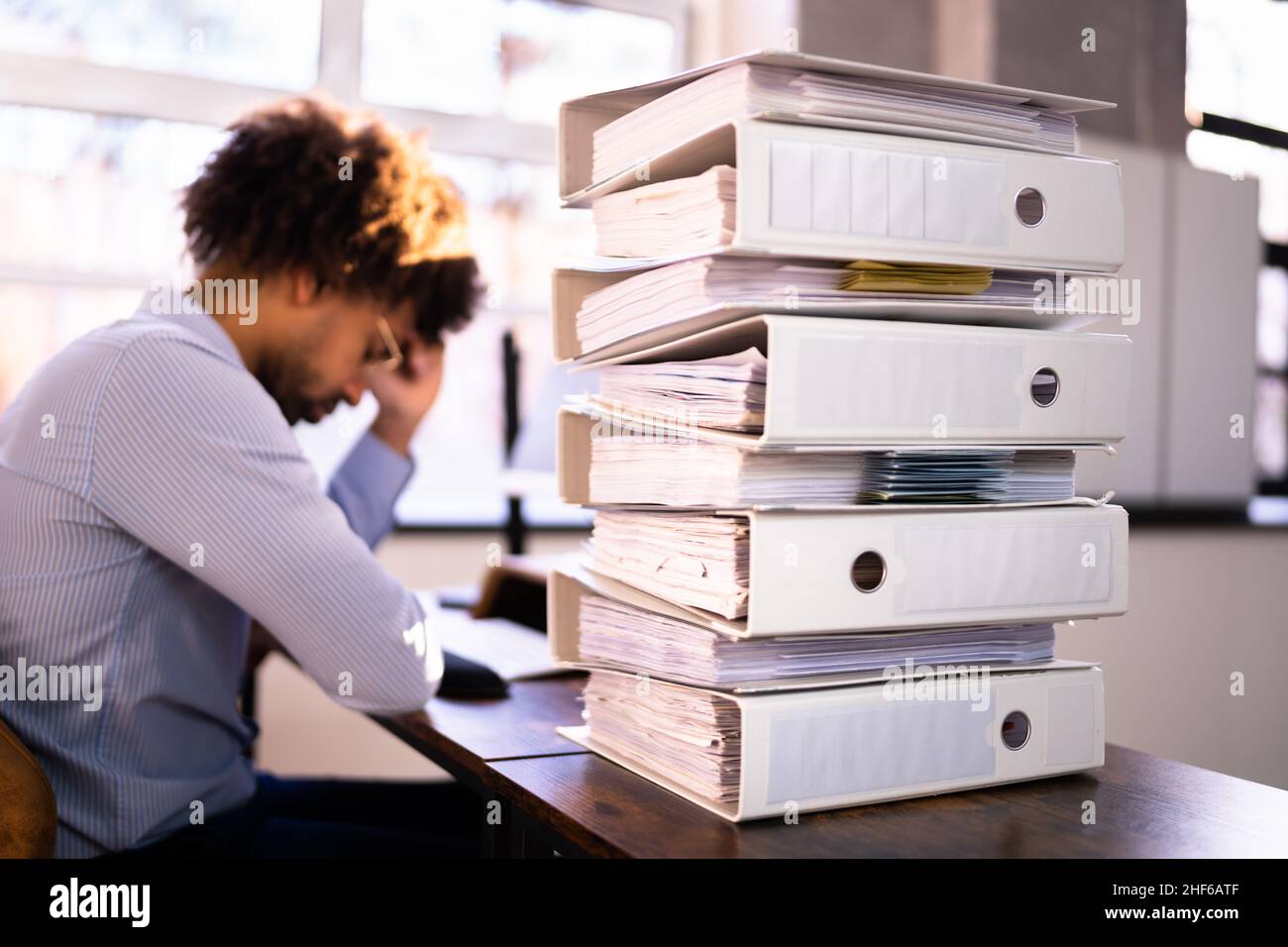 African American Business Man Tired And Stressed Stock Photo