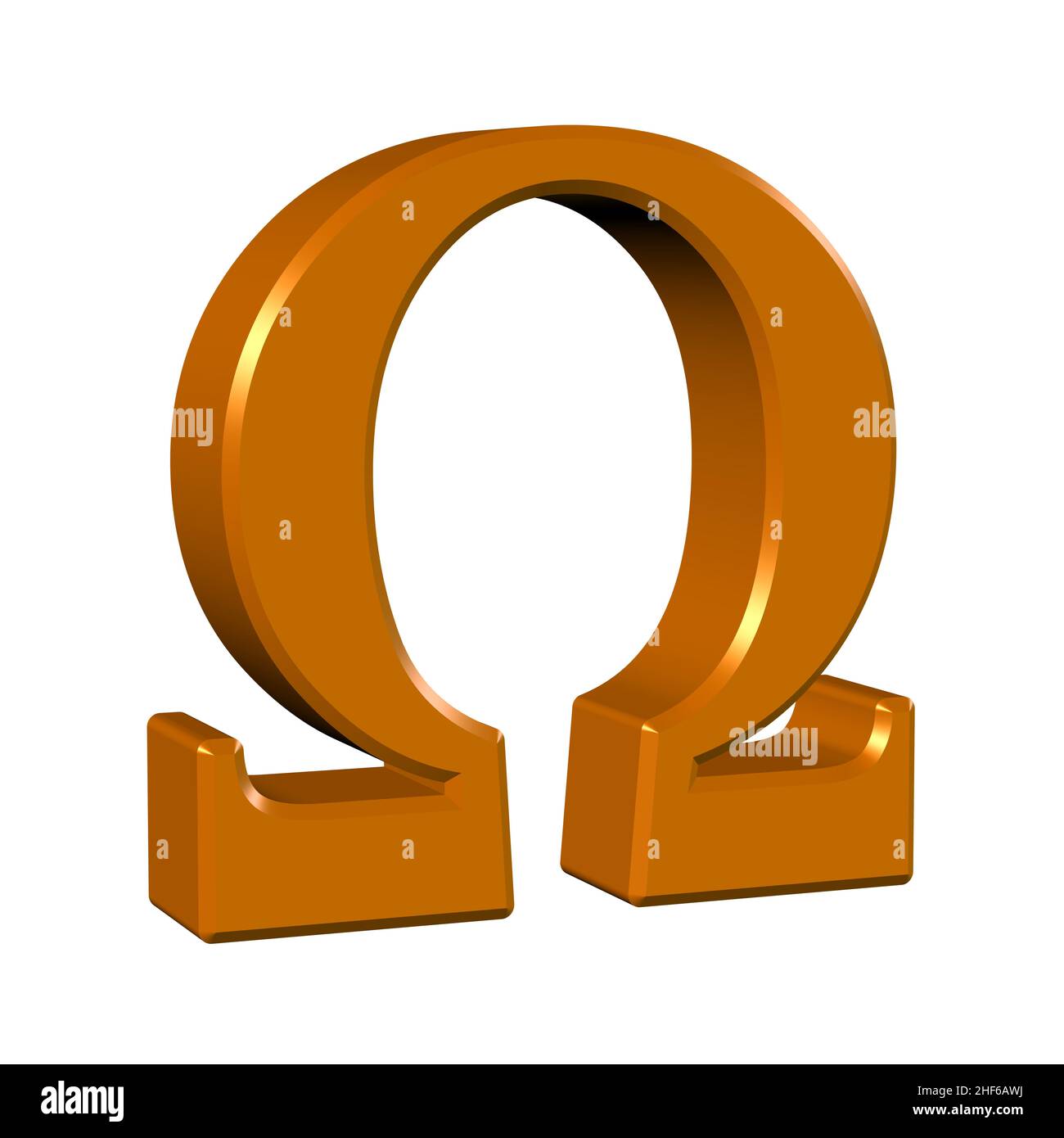 Omega, symbol, isolated against white background, 3dillustration Stock