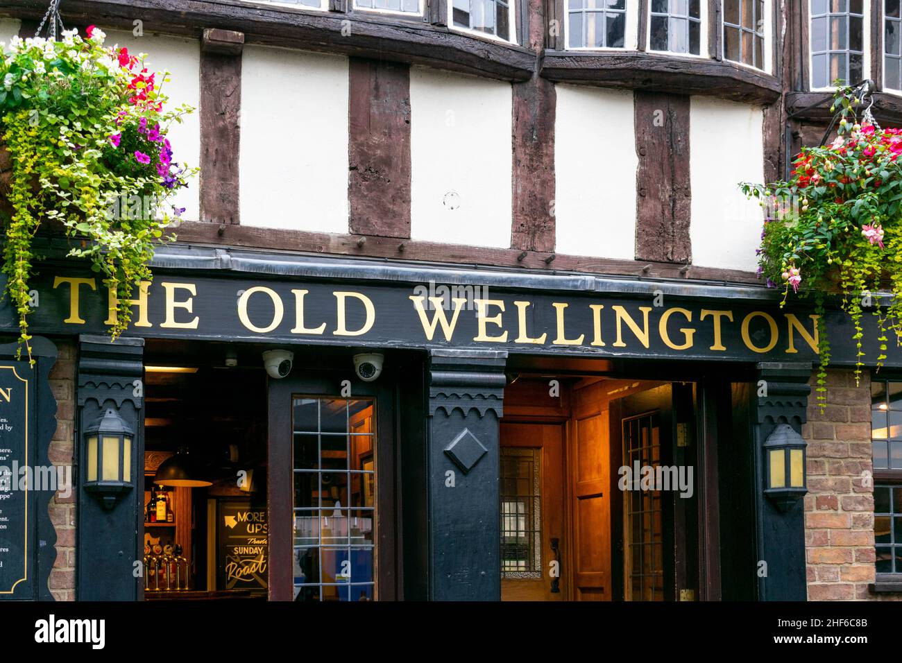Manchester, UK - 22nd September 2019: The Old Wellington, a public house in the Market place. It is the oldest building in the city centre, built 1552 Stock Photo