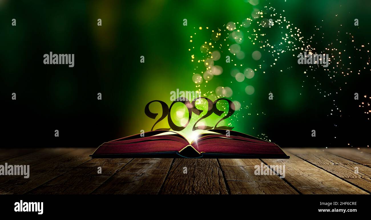 magic book with the year 2022 Stock Photo