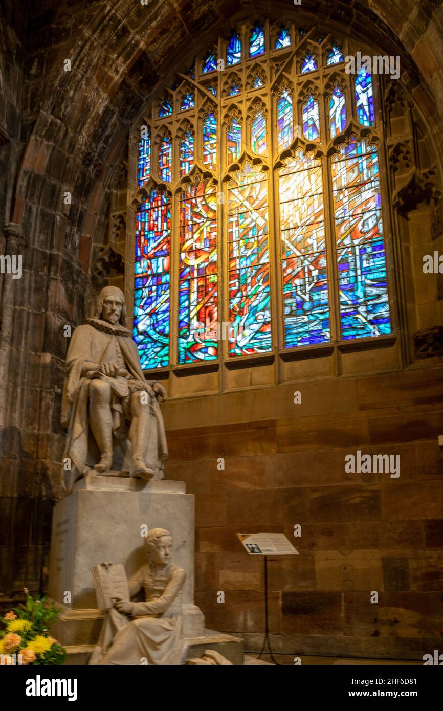 Manchester, UK - 22nd September 2019: Interior of Manchester Cathedral in city centre. Religious background including The Rt Revd the Bishop of Manche Stock Photo