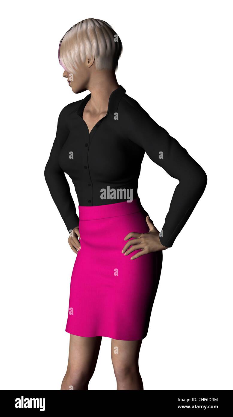 Pink pencil skirt 3d hotsell