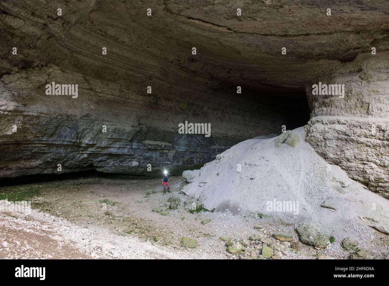 Cave entrance in France,  Grotte du Tresor Stock Photo