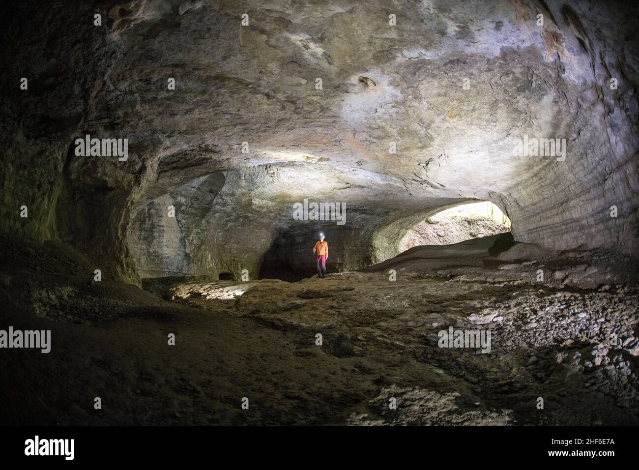 Stalactite cave in France,  Grotte de Plaisir Fontaine Stock Photo