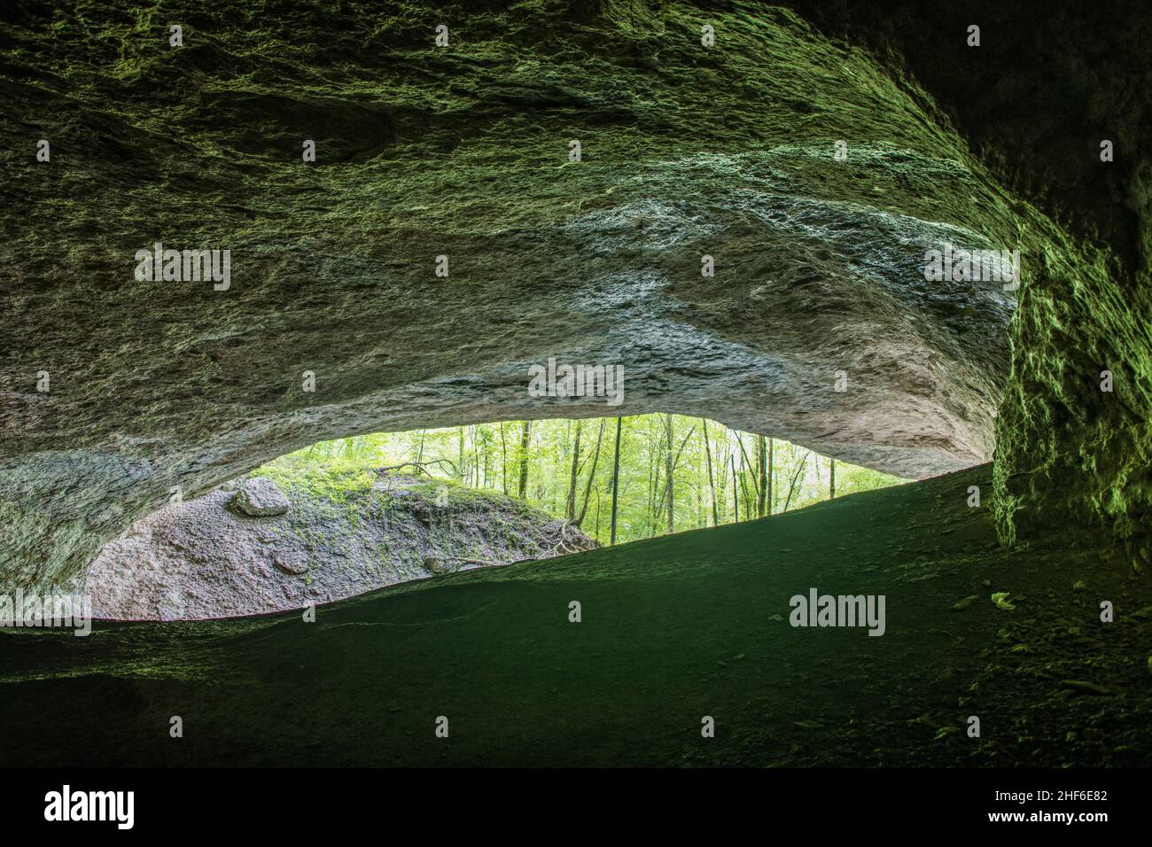 Stalactite cave in France,  Grotte de Plaisir Fontaine Stock Photo