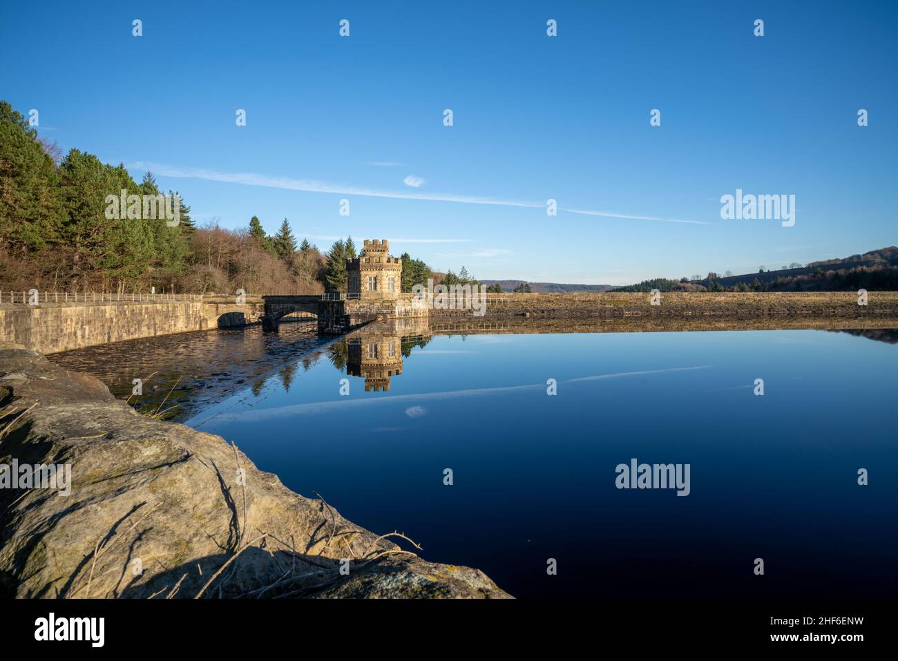 Broomhead Reservoir, Dam and Spillway in the Ewden Valley near