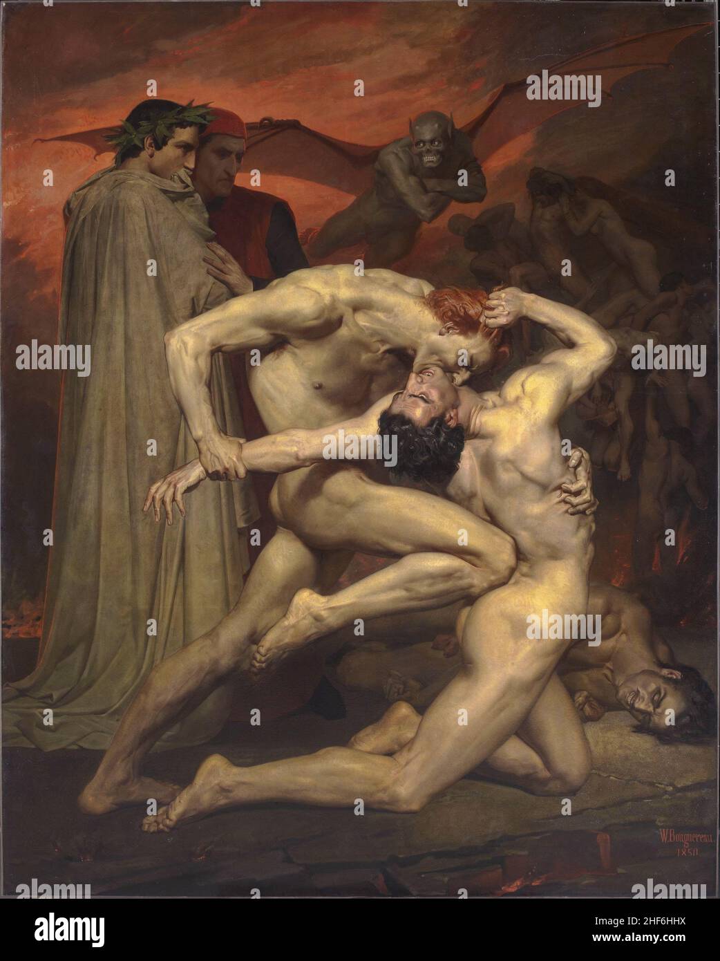 William-Adolphe Bouguereau, Dante and Virgil In Hell, 1850, oil on canvas, Paris, France Stock Photo