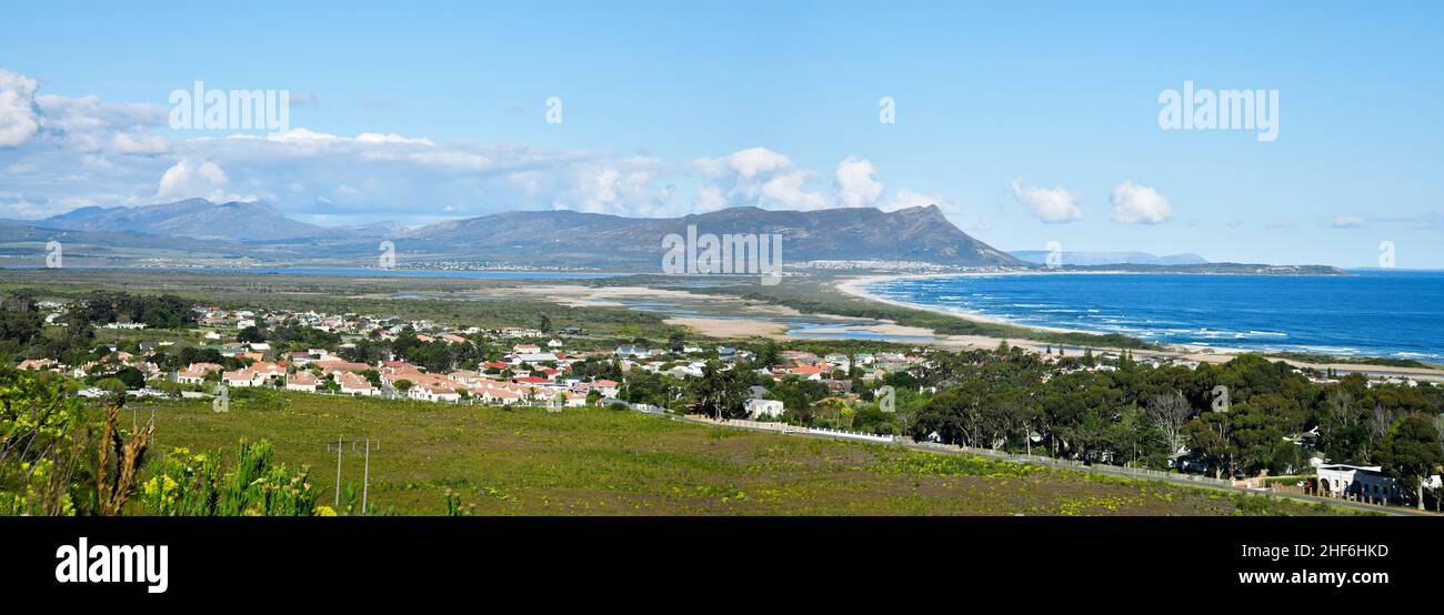 View across Sandown Bay and Bot River lagoon,  western Cape,  South Africa. Stock Photo