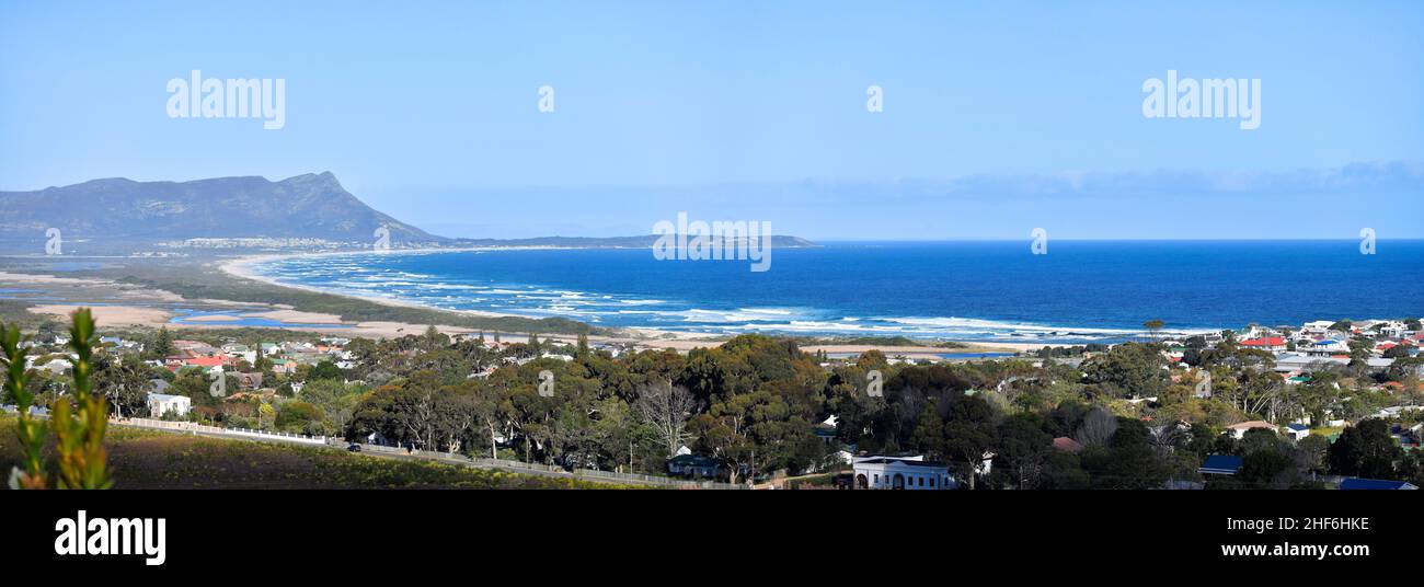 View of Kleinmond and Sandown Bay,  western Cape,  South Africa. Stock Photo