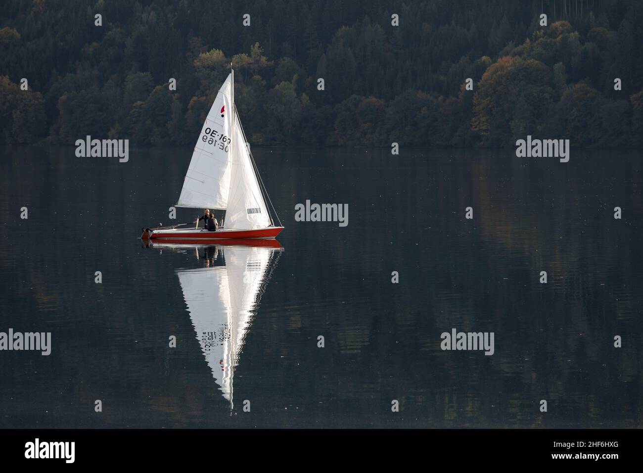 A sailing boat on Lake Millstatt,  Carinthia,  Austria,  Europe Stock Photo