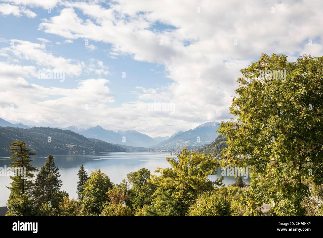 View of Lake Millstatt from Dellach towards Seeboden,  Carinthia,  Austria,  Europe Stock Photo