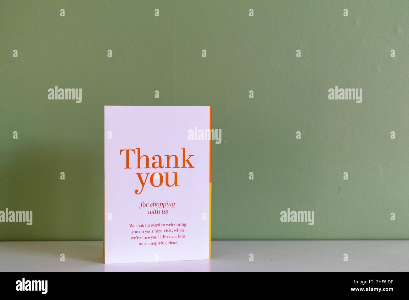 Thank you for being a loyal customer card from a big business to entice customers to return to their business instead of shopping with a competitor. Stock Photo