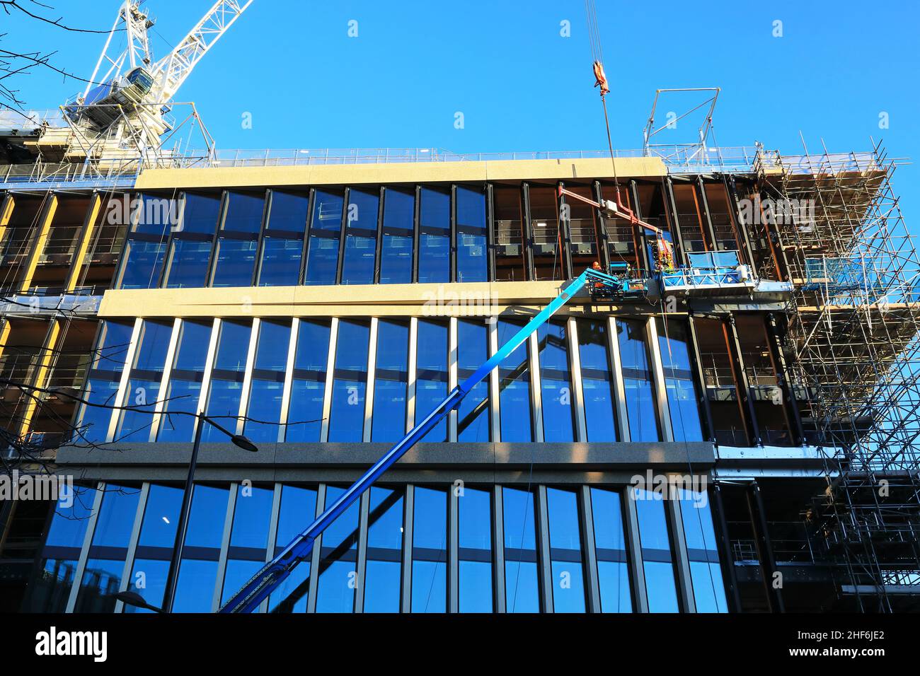 Construction on the new Google building at Kings Cross, in winter sunshine, January 2022, London, UK Stock Photo