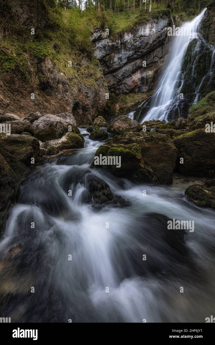 The mighty Gollinger waterfall in the Salzburger Land. Stock Photo