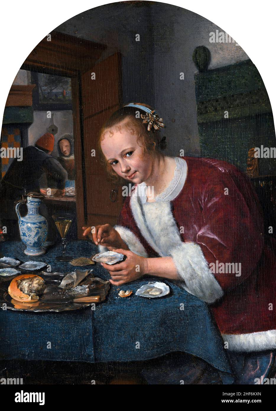 Jan Steen. Girl Eating Oysters by the Dutch Golden Age artist, Jan Havickszoon Steen (c. 1626-1679), oil on panel, c. 1658-60 Stock Photo